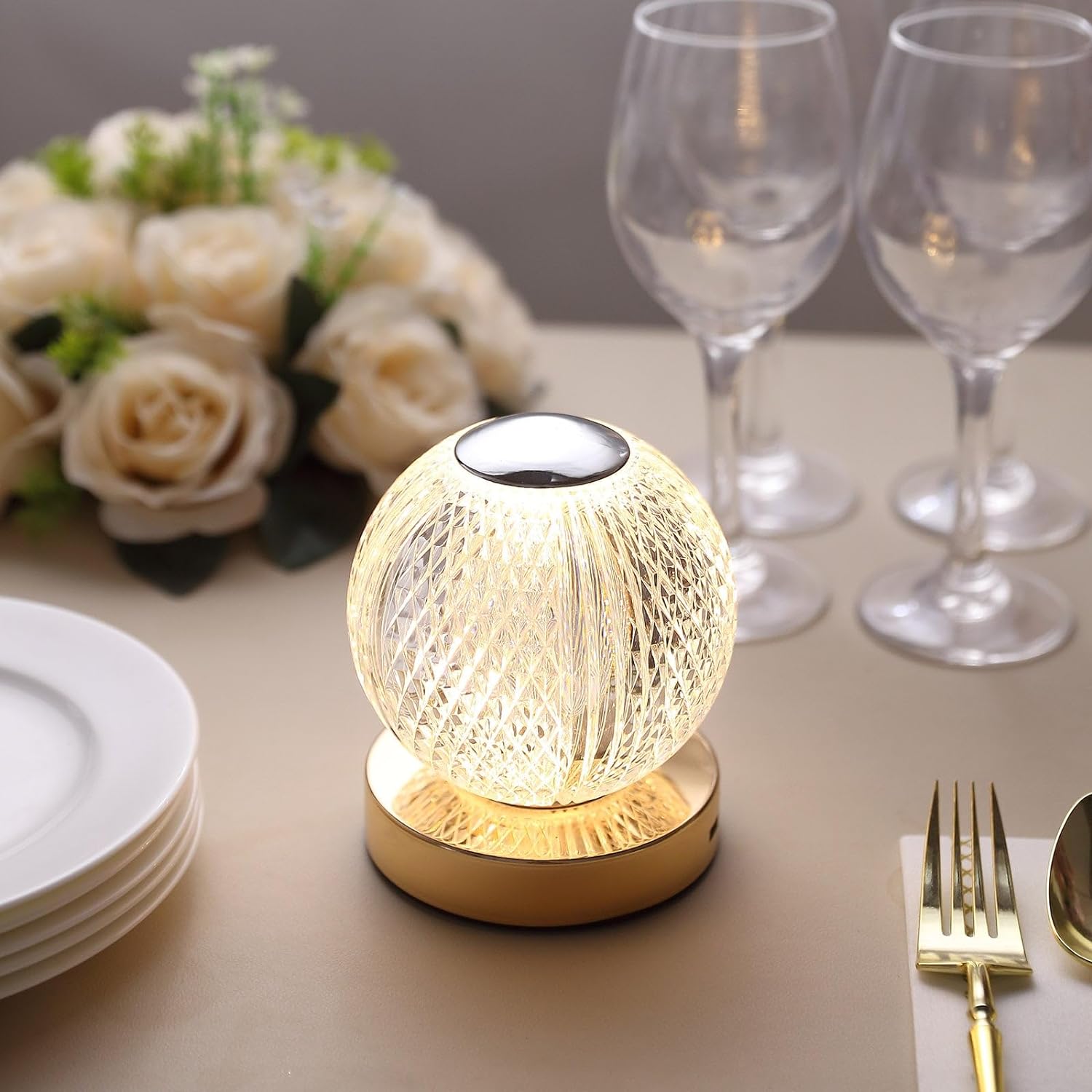 Diamond Cut Crystal Ball Dimmable LED Table Lamp