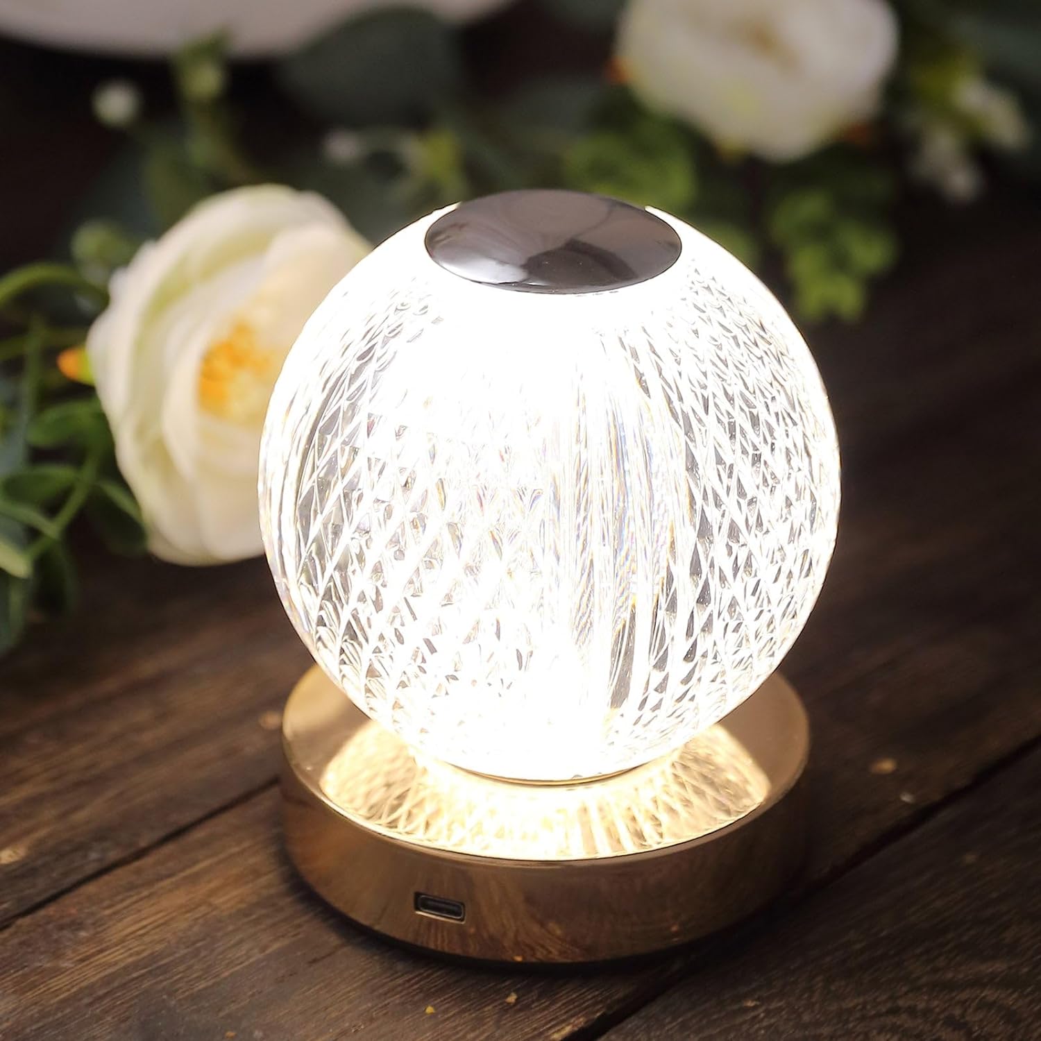 Diamond Cut Crystal Ball Dimmable LED Table Lamp